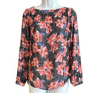 Ann Taylor Loft | Silky Floral Jewel neck blouse Sz XS EUC
